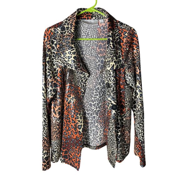 Simonton says designed by George Simonton women’s M leopard print jacket vintage - Picture 2 of 5